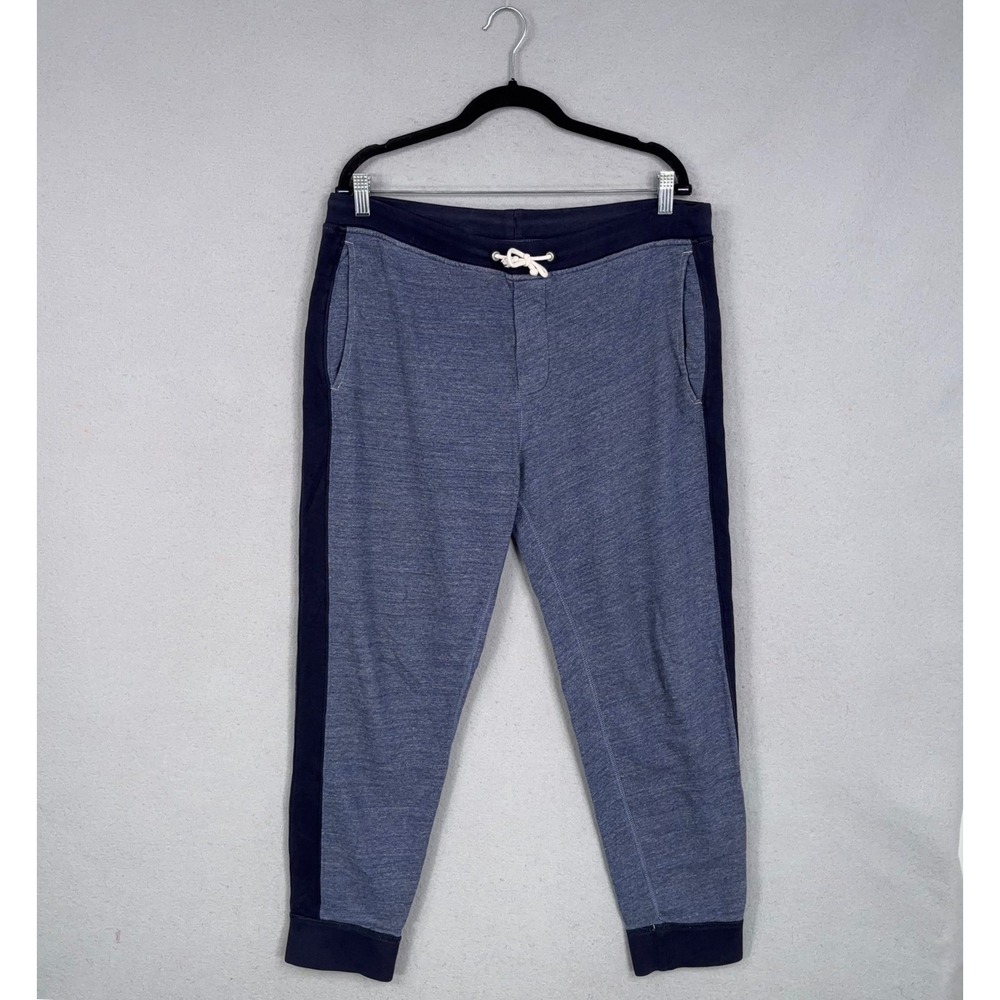 Wallace & Barnes Joggers Men Medium Blue Heather Side Stripe Cotton Sweatpants